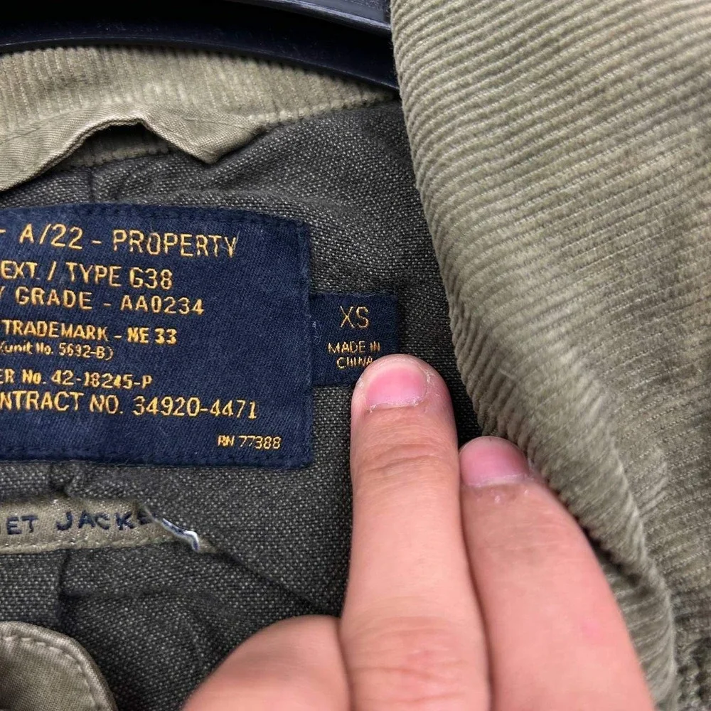 J Crew Cadet Jacket Women Extra Small Military‎ Grade A22 Type G38 Cotton XS